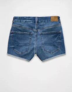 AE Next Level Curvy Ripped High-Waisted Denim Short Short Dark Blue -American Eagle Fashion 0545 8208 451 b