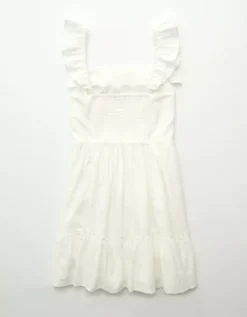 AE Square Neck Ruffle Tiered Mini Dress Cream -American Eagle Fashion 0548 8956 106 b