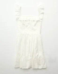 AE Square Neck Ruffle Tiered Mini Dress Cream -American Eagle Fashion 0548 8956 106 f