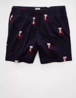 AE Sofa Surfin' 6" Snoopy Graphic Mesh Lounge Short Navy -American Eagle Fashion 0552 2015 410 f