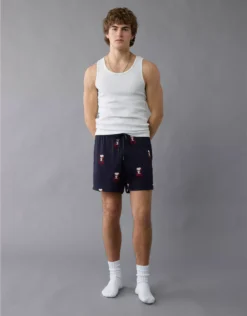 AE Sofa Surfin' 6" Snoopy Graphic Mesh Lounge Short Navy