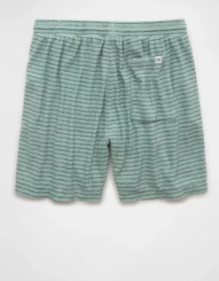 AE Sofa Surfin' Terry Striped Lounge Short Green -American Eagle Fashion 0552 2023 300 b