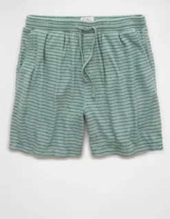 AE Sofa Surfin' Terry Striped Lounge Short Green -American Eagle Fashion 0552 2023 300 f