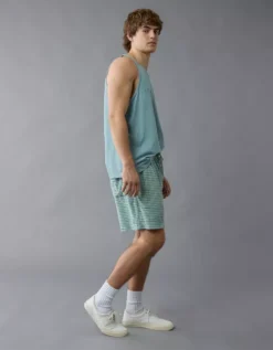 AE Sofa Surfin' Terry Striped Lounge Short Green -American Eagle Fashion 0552 2023 300 os