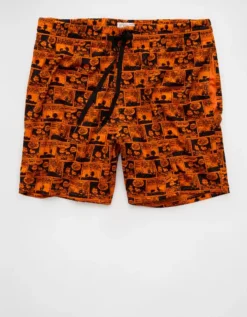 AE Sofa Surfin' 6" Snoopy Mesh Lounge Short Orange -American Eagle Fashion 0552 2038 800 f