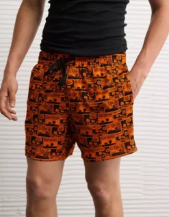 AE Sofa Surfin' 6" Snoopy Mesh Lounge Short Orange -American Eagle Fashion 0552 2038 800 os