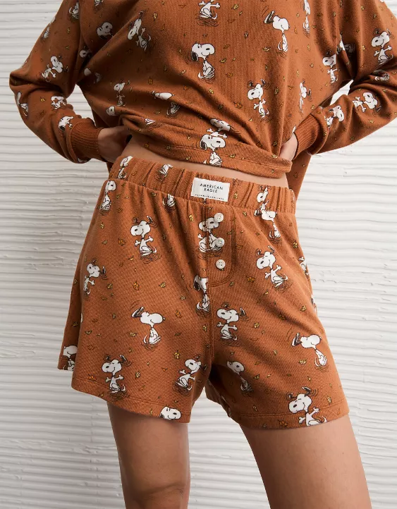AE Luxe Plush Snoopy Halloween PJ Set Amber Brown 5 AE Luxe Plush Snoopy Halloween PJ Set Amber Brown - Image 5