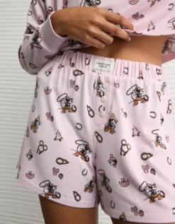 AE Luxe Plush Mickey Mouse PJ Set Pink -American Eagle Fashion 0575 1220 615 d2