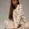 AE Luxe Plush Snoopy Fall Long-Sleeve & Pant PJ Set Oatmeal Heather