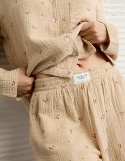 AE Cotton Gauze PJ Set Tan -American Eagle Fashion 0575 1238 207 d2