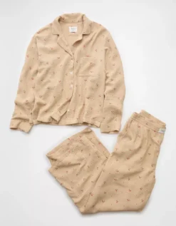 AE Cotton Gauze PJ Set Tan -American Eagle Fashion 0575 1238 207 f