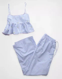 AE X The Summer I Turned Pretty Peplum PJ Set Blue -American Eagle Fashion 0575 1255 400 f