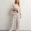 AE Luxe Plush Snoopy Long-Sleeve & Pant PJ Set Oatmeal Heather