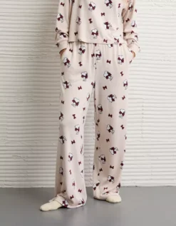 AE Luxe Plush Snoopy Long-Sleeve & Pant PJ Set Oatmeal Heather -American Eagle Fashion 0575 1266 864 os