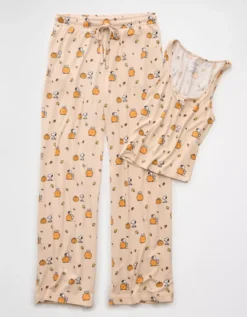 AE Luxe Plush Snoopy Halloween PJ Set Cake Batter 9 AE Luxe Plush Snoopy Halloween PJ Set Cake Batter -American Eagle Fashion 0575 1329 119 f