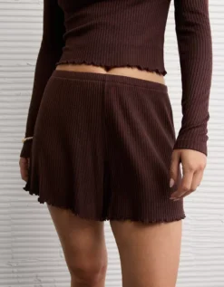 AE Ribbed Plush PJ Set Brown -American Eagle Fashion 0575 1331 200 os