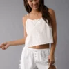 AE Flirty Woven Tank PJ Set Cream