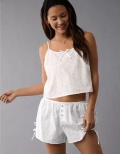 AE Flirty Woven Tank PJ Set Cream