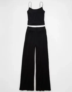 AE Plush Cami PJ Set Black -American Eagle Fashion 0575 3670 001 f