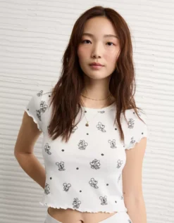 AE Mickey & Minnie Mouse Plush Baby Tee PJ Set White -American Eagle Fashion 0575 3692 100 d2