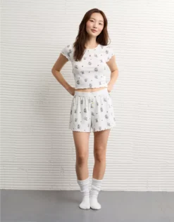 AE Mickey & Minnie Mouse Plush Baby Tee PJ Set White