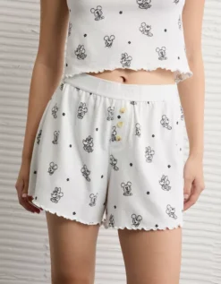 AE Mickey & Minnie Mouse Plush Baby Tee PJ Set White -American Eagle Fashion 0575 3692 100 os