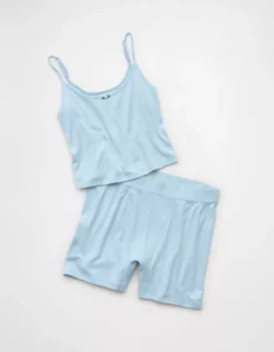 AE Pointelle Boy Short PJ Set Blue 7 AE Pointelle Boy Short PJ Set Blue -American Eagle Fashion 0575 3709 400 f