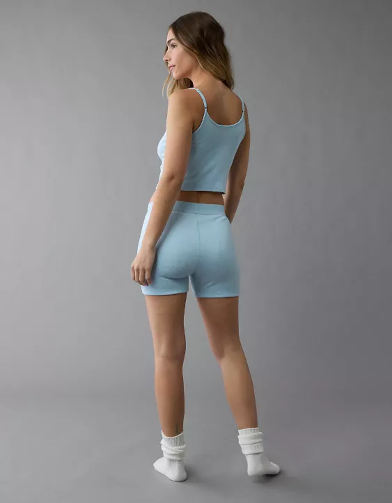 AE Pointelle Boy Short PJ Set Blue 2 AE Pointelle Boy Short PJ Set Blue - Image 2