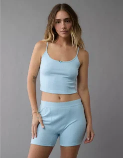 AE Pointelle Boy Short PJ Set Blue