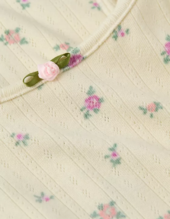 AE Pointelle Boy Short PJ Set Cappuccino 4 AE Pointelle Boy Short PJ Set Cappuccino - Image 4