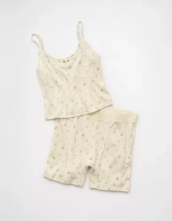 AE Pointelle Boy Short PJ Set Cappuccino 7 AE Pointelle Boy Short PJ Set Cappuccino -American Eagle Fashion 0575 3710 241 f