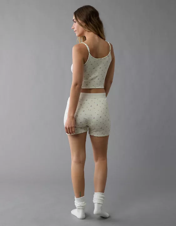 AE Pointelle Boy Short PJ Set Cappuccino 2 AE Pointelle Boy Short PJ Set Cappuccino - Image 2