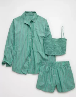 AE 3-Piece Woven Lounge Set Green -American Eagle Fashion 0575 3711 300 f