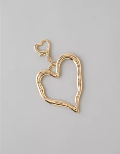 AEO Heart Bag Charm Gold