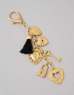 AEO Gold Toned Locket Bag Charm Gold