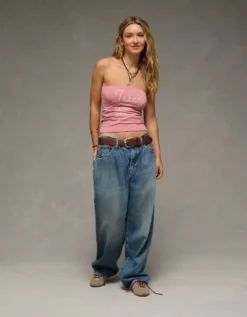 AE Johnny Cash Graphic Tube Top Blush -American Eagle Fashion 1097 6490 107 os