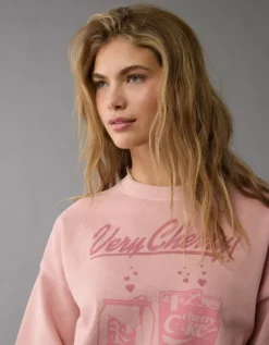 AE Valentine's Day Graphic Relaxed Crew Neck Sweatshirt Ballet Pink -American Eagle Fashion 1098 2423 133 d2