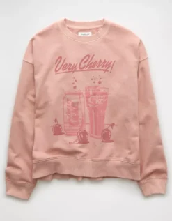 AE Valentine's Day Graphic Relaxed Crew Neck Sweatshirt Ballet Pink -American Eagle Fashion 1098 2423 133 f