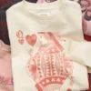 AE Valentine's Day Graphic Relaxed Crew Neck Sweatshirt Cream