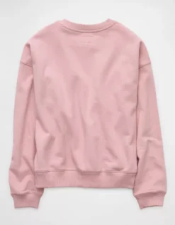 AE Valentine's Day Graphic Relaxed Crew Neck Sweatshirt Rose -American Eagle Fashion 1098 2427 639 b