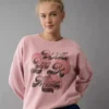 AE Valentine's Day Graphic Relaxed Crew Neck Sweatshirt Rose