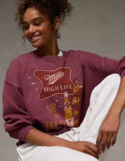 AE Halloween Graphic Sweatshirt Wineberry -American Eagle Fashion 1098 2800 902 os