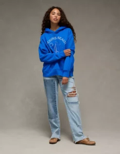 AE X The Summer I Turned Pretty Hoodie Rich Sapphire -American Eagle Fashion 1098 2993 493 os