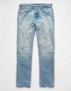 AE EasyFlex Patched Loose Jean Destroyed Light Wash -American Eagle Fashion 1114 7180 916 f