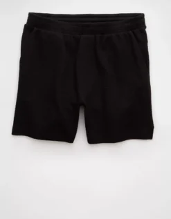 AE 24/7 Textured Fleece Jogger Short Black -American Eagle Fashion 1130 8020 001 f