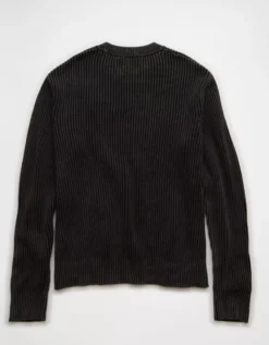 AE Fisherman Crew Neck Sweater Black Wash -American Eagle Fashion 1142 1941 081 b