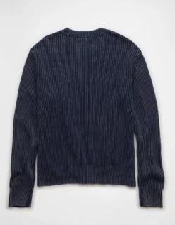 AE Fisherman Crew Neck Sweater Navy -American Eagle Fashion 1142 1941 410 b