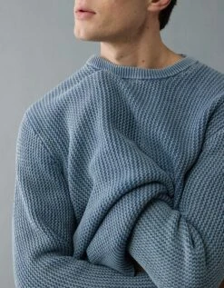 AE Lightweight Textured Sweater Blue -American Eagle Fashion 1142 2023 400 d2