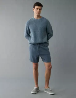 AE Lightweight Textured Sweater Blue -American Eagle Fashion 1142 2023 400 os