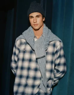 AE Fisherman Crew Neck Sweater Blue Powder -American Eagle Fashion 1142 2116 431 l2